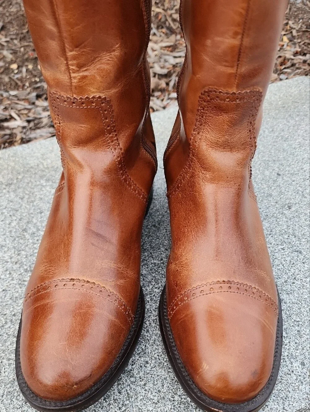 Charlie 1 Horse Two-Tone Brown Leather Riding Boots Handcrafted In Brazil sz 6 B